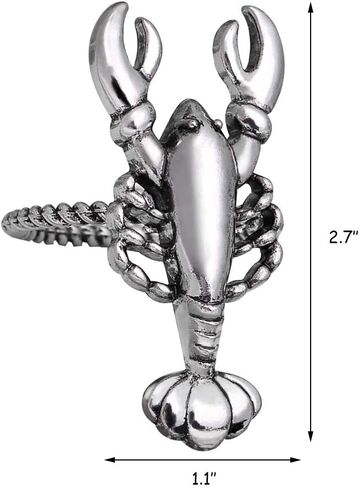 Alloy Home Silver Lobster Napkin Ring Set of 6 Napkin Buckle for Christmas, Holidays, Wedding, Parties, Dinners Decor (Lobster, Silver) in Saudi Arabia