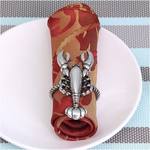 Alloy Home Silver Lobster Napkin Ring Set of 6 Napkin Buckle for Christmas, Holidays, Wedding, Parties, Dinners Decor (Lobster, Silver) in Saudi Arabia