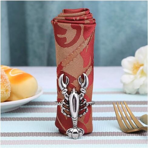 Alloy Home Silver Lobster Napkin Ring Set of 6 Napkin Buckle for Christmas, Holidays, Wedding, Parties, Dinners Decor (Lobster, Silver) in Saudi Arabia