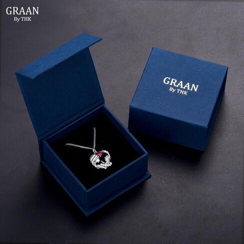 GRAAN Mother Daughter Duo Necklace with Red Ruby Zirconia: A Perfect Valentine's Day, Birthday and Mother's Day Gift, Sterling 925 Silver Pendant for a Special Mom Keepsake. in Saudi Arabia