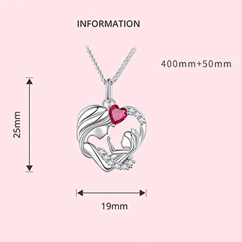 GRAAN Mother Daughter Duo Necklace with Red Ruby Zirconia: A Perfect Valentine's Day, Birthday and Mother's Day Gift, Sterling 925 Silver Pendant for a Special Mom Keepsake. in Saudi Arabia