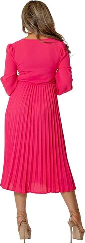 Sicilica Women's Dresses V Neck Wrap for Wedding Guest Casual Long Dress Pleated Long Sleeve Midi Dress Ruffle Smocked Dress in Saudi Arabia