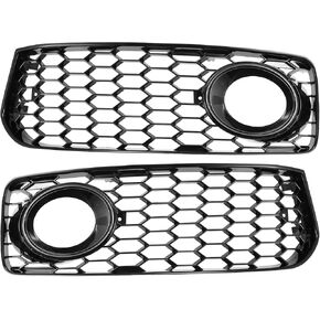 X AUTOHAUX Pair Front Fog Light Mesh Grille Honeycomb Type Grill Cover for Audi A5 S-Line 08-12 8T0807681B 8T0807682D
