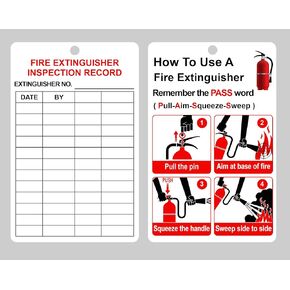 3.2x5 inch 25pcs Fire Extinguisher Inspection Tags,Fire Extinguisher Maintenance Tags with Adjustable Cable Zip Ties,Plastic Tag not Paper,Waterproof Not Tear