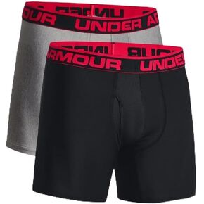 Under Armour Men's Original Series 6-inch Boxerjock Boxer Briefs- 2 Pack Black and Heather Gray, 3X-Large, Grey