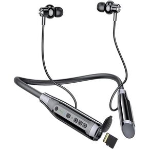 Wireless Bluetooth Headphones with TF Card Slot, 100H Playtime Neckband Bluetooth Earphones Wireless Earbuds, Running Wireless Earbuds Bluetooth for Sports, Home Office, Video Conference (black)