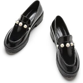 C.Paravano Chunky Loafers for Women Comfort | Womens Loafers Shoes Casual | Platform Loafers for Women | Lug Sole Loafers | Womens Penny Loafers | Lady Loafers Black | Exquisite Print Loafers