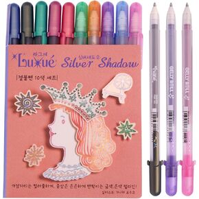Silver Shadow Gel Ink Pen 10-Piece 1.0 mm, Assorted Colors