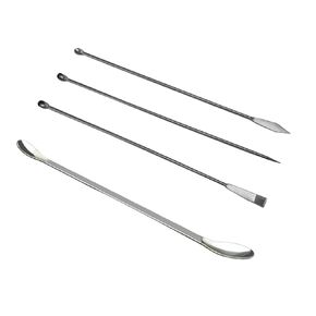 Set of 4 Stainless Steel Micro Lab Scoop 22cm Long Handle Micro Laboratory Sampling Scoop Reagent Sampling Spoon Lab Spatulas for Experiment Lab Use