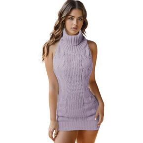 Lucky2Buy Women's Sexy Backless Turtleneck Anime Cosplay Virgin Killer Sweater One-Piece Bikini Knit Tank Top Vest