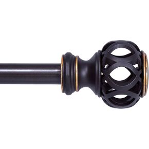 Kenney KN80807 Fast Fit Easy Install Agatha Open Work Knob End Decorative Window Curtain Rod, 42-120" Adjustable Length, Oil Rubbed Bronze Finish, 3/4" Diameter Steel Tube