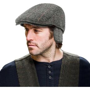 DOCILA Ivy Cap for Men Retractable Invisible Earflap Caps Warm Outdoor Feel Likes Wool Blend Beret Flat Newsboy Gatsby Hats