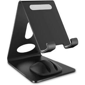 WixGear Phone Stand, Premium Phone Holder for iPhones, Android Smartphones & Mini Tablets –Sturdy Metal Phone Stand for Desk with Smart Cord Holder System