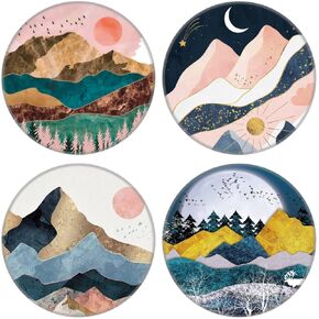 4 Pack Phone Grip,Cell Phone Holder for Smartphone,Expanding Kickstand Rotating Stand - Pink Rose Gold Mountain Sunset Marble
