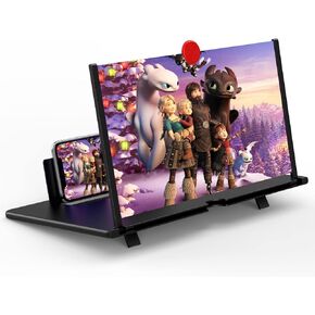 18'' Screen Magnifier for Cell Phone - Fanlory 3D HD Magnifying Screen Enlarger Expanders for Movies, Videos, and Gaming – Foldable Phone Stand with Screen Amplifier – Compatible with All Smartphones
