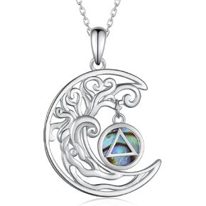 Sobriety Gifts Sobriety Necklace 925 Sterling Silver Alcoholics Recovery Symbol Necklace Tree of Life AA Pendant Necklace Addiction Recovery Gifts for Women Men