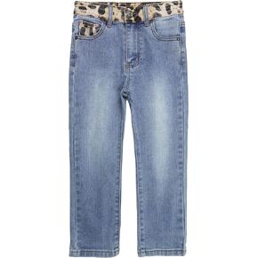 KIDSCOOL SPACE Girl Jeans,Little Kid Straight Slim Fit Elastic Band Inside Denim Jeans Pants