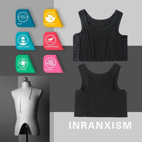 INRANXISM Chest Binder for Transgender FTM Cotton Hook Half Breast Binder Tank Top Vest in Kuwait