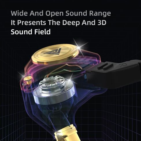 سماعات أذن سلكية للألعاب، شاشات Ak3file داخل الأذن، سماعات أذن سلكية بصوت جهير عميق، سماعات أذن HiFi مع محرك ديناميكي 1DD 10 مم، كابل IEM قابل للفصل لمكالمات فيديو ألعاب الموسيقى (أسود) in Kuwait