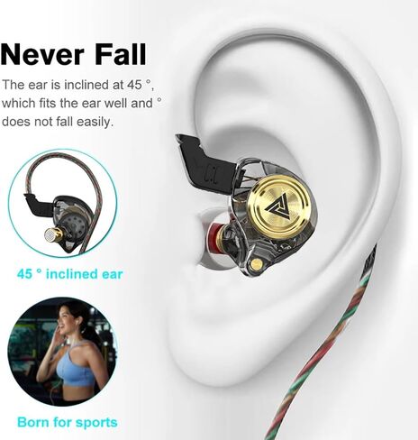 سماعات أذن سلكية للألعاب، شاشات Ak3file داخل الأذن، سماعات أذن سلكية بصوت جهير عميق، سماعات أذن HiFi مع محرك ديناميكي 1DD 10 مم، كابل IEM قابل للفصل لمكالمات فيديو ألعاب الموسيقى (أسود) in Kuwait