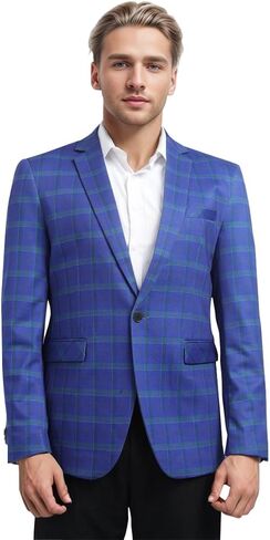 Boyland Men's Casual Suit Blazer Jackets Lightweight One Button Sport Coats Plaid Blazer in Saudi Arabia