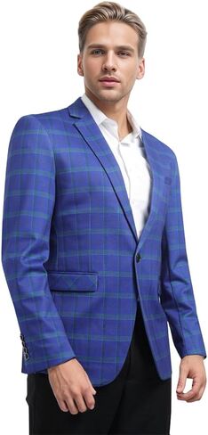 Boyland Men's Casual Suit Blazer Jackets Lightweight One Button Sport Coats Plaid Blazer in Saudi Arabia