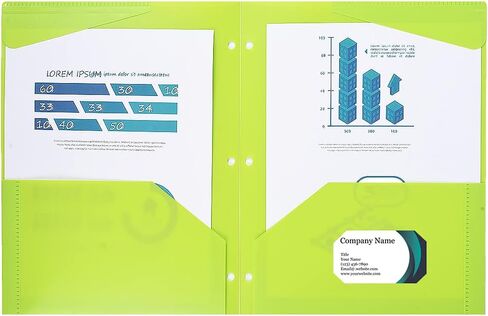 مجلدات جيب بلاستيكية شديدة التحمل مع 3 فتحات، ألوان متنوعة - 12 عبوة in Kuwait
