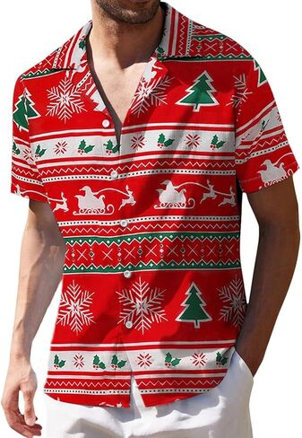 TURETRENDY Men's Hawaiian Shirts Floral Printed Button Down Summer Tropical Holiday Beach Party Shirts in Kuwait