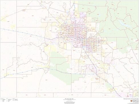Maricopa County, Arizona Zip Codes - 48" x 36" Laminated Wall Map in Saudi Arabia