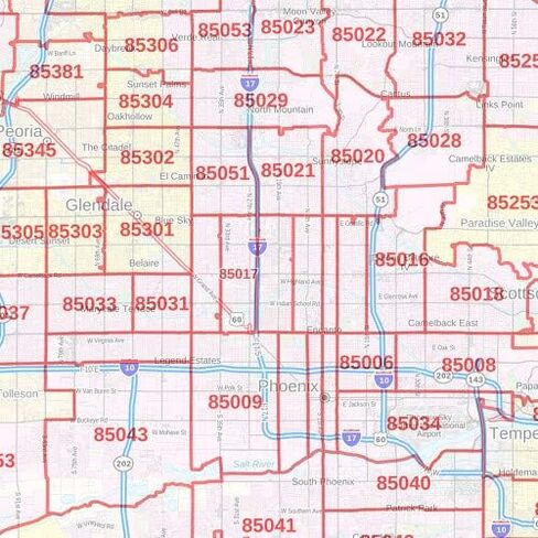 Maricopa County, Arizona Zip Codes - 48" x 36" Laminated Wall Map in Saudi Arabia