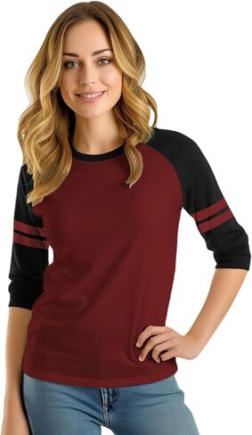 تي شيرتات بيسبول Decrum Raglan - قمصان جيرسي رياضية ناعمة بأكمام 3/4 للنساء in Kuwait