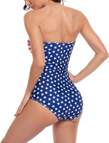 Smismivo Tummy Control Swimwear Strapless One Piece Swimsuit Ruched Bathing Suits for Women Slimming Bandeau Tube Top Bikini in Kuwait