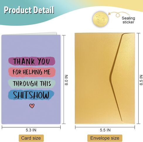 Funny Thank You Card for Women Men, Thank You for Supporting Me Card, Humor Appreciation Card for Coworker Friends Family Members in Saudi Arabia