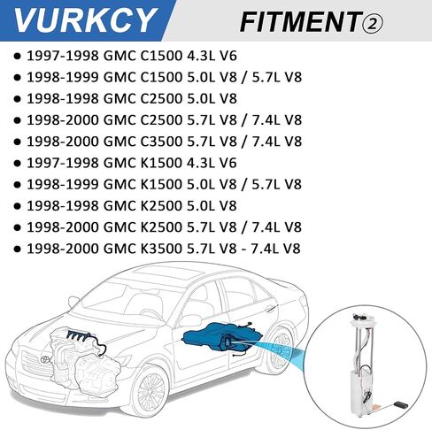 Electric Fuel Pump Module Assembly w/Pressure Sensor Compatible with Chevy GMC K1500 K2500 K3500 C1500 C2500 C3500 1997 1998 1999 2000 4.3L 5.0L 5.7L 7.4L V6 V8, Replace E3947M in Saudi Arabia