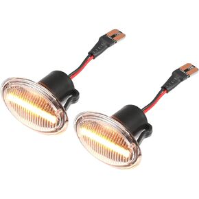 X AUTOHAUX 1 Pair LED Side Marker Light Turn Signal Lights Fender Sidemarker Lamps for Fiat 500 2-Door 2007-2019 68259985AA ABS Metal Black Clear