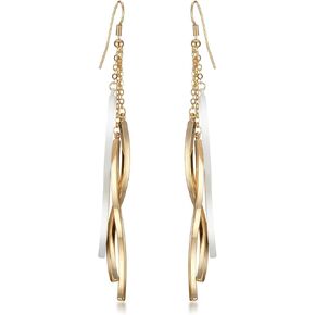 Gemini Women's Jewelry 18K Gold White Color Long Dangle Drop Earring Gm009, Size: 10cm