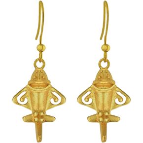 Ancient Golden Jet Collection |Golden Jet-3 Dangle Earrings (XS) | Pre-Columbian Quimbaya Airplane Jet-3|Ancient Aircraft-3 Earrings