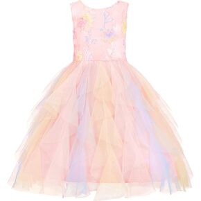 Rainbow Dress for Girls Easter Spring Lace Tulle Mesh Grils Summer Dress Flower Girls Party Dance Dress for Little Girls