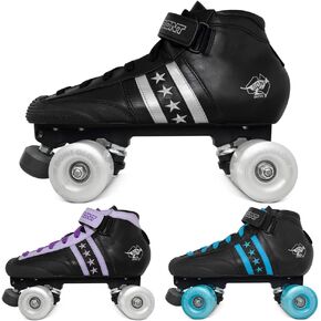 Bont Roller Skates - Children's Quadstar with Glow Light Up Led Wheels - Indoor and Outdoor - 100% Leather - Youth - Boys - Girls - Kids