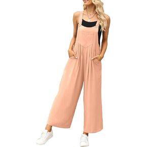 luvamia Jumpsuits for Women Casual Loose Wide Leg Boho Overall Jumpsuit Baggy Summer Outfits with Pockets Bib Overalls