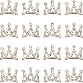 30PCS Alloy Crown Embellishment Concise Paster for DIY Handmade Hair Accessories Sneakers, Clothes, Party Decorations Gift Box Rhinestone Appliques Home Decor (Gold)