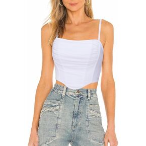 Uivkiso Corset Tops for Women Bandage Stretch Square Neck Cute Bustier Crop Top
