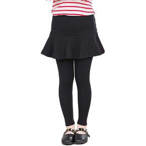birbyrrly Girls Fleece Lined Leggings with Ruffle Skirt, Winter Skirted Leggings 2T - 10 Years