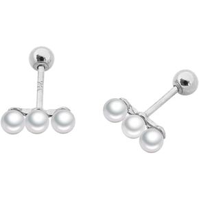 20g Minimalist 3 Pearl 925 Sterling Silver Tiny Mini Cute Small Ball Cartilage Stud Earrings for Women Teen Girls Sensitive Ear Dainty Simple Piercing Post Screw Back Helix Tragus Hypoallergenic Fashion Jewelry Gifts Daughter Bff Birthday Girlfirend Her W