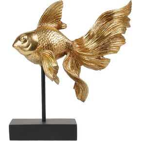 Collectible Figurine Goldfish Statue Decor - Betta Sculpture Decoration Luckly Wealth Resin Fish Figurines Office Shelf Sculpture Home Decor Birthday Gifts for Father 10.25 X 5 X 11 inch