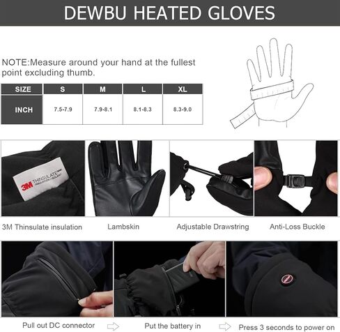قفازات DEWBU ساخنة مع حزمة البطارية، قفازات كهربائية قابلة للشحن للنساء والرجال، قفازات عمل ساخنة مقاومة للماء in Kuwait