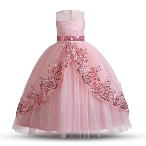 NNJXD Girl Pageant Party Dress Long Tulle Princess Flower Girls Wedding Gown in Saudi Arabia