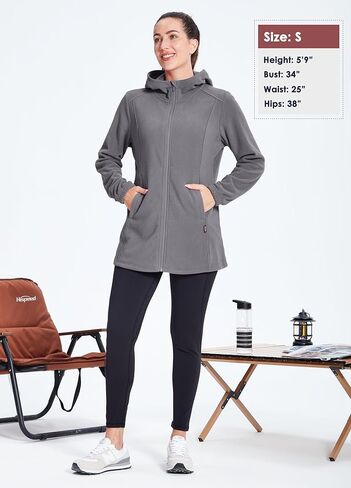 Willit Women's Long Fleece Jacket Full-Zip Thermal Fleece Hooded Jacket Lightweight Winter Coat in Kuwait