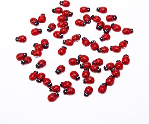 200pcs Mini Red 8x11mm Wooden Ladybugs Embellishments DIY Easter Crafts with Stickers Wood Ladybirds Toppers for Cards Scrapbooking Album Photo Frames Decorations (8x11mm Red Ladybirds) in Saudi Arabia