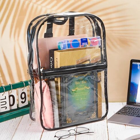 Hillban 12 Pcs Clear Backpack 11 x 5 x 15.5 Inches Clear Stadium Bags for Women See Through Book Concert Backpack Transparent Plastic PVC Festival Work Security Backpack, 3 Colors in Saudi Arabia